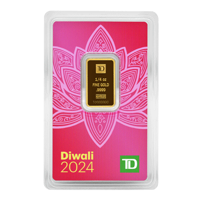 A picture of a Lingot d’or TD de 1/4 oz célébrant Diwali (2024)